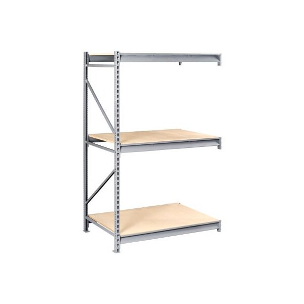 Tennsco Bulk Storage Rack - 96"W x 36"D x 96"H - Add-On - 3 Shelf Levels - Wood Deck - Light Gray BU-963696PA-LGY - main